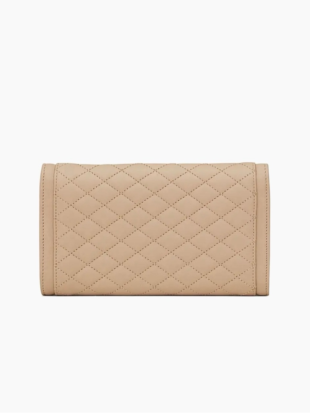GABY LARGE YSL FLAP QUILT LAMBSKIN WALLET IN DARK BEIGE - Picture 4 of 5